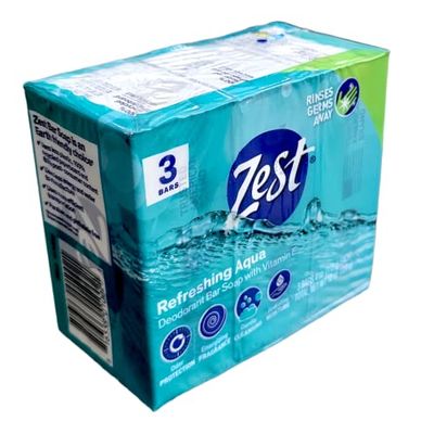 (3 Pack) Zest Aqua 4 oz. 3 Bar ct  9 Bars Total