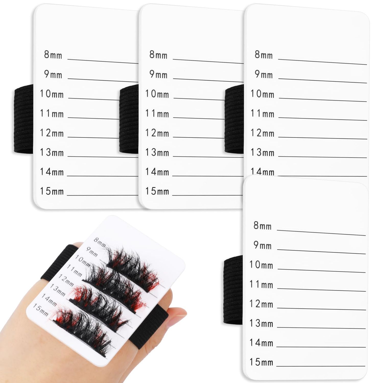 False Lash Tray, 4 Pack Lash Holder Lash Tiles for Lash Extension Supplies Eyelash Extension Hand Pallet with Adjustable Wrist Strap False Lash Tray Tools One Size Fits Most Eyelash Extension Holder