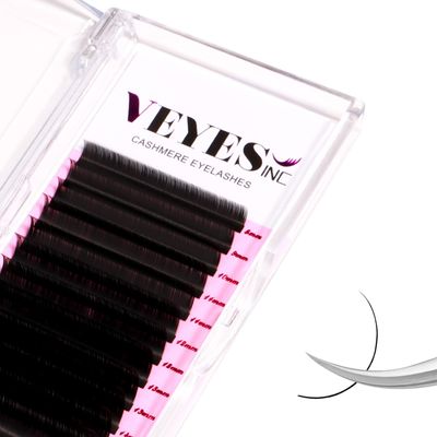 VEYES INC Cashmere Volume Lash Extensions C CC D DD LD L B J M Curl 0.03-0.20 thickness 5-25mm, Super Matte Black Individual Eyelashes Tray, Professional Supplies for Lash Techs (0.05 D 8-16mm)