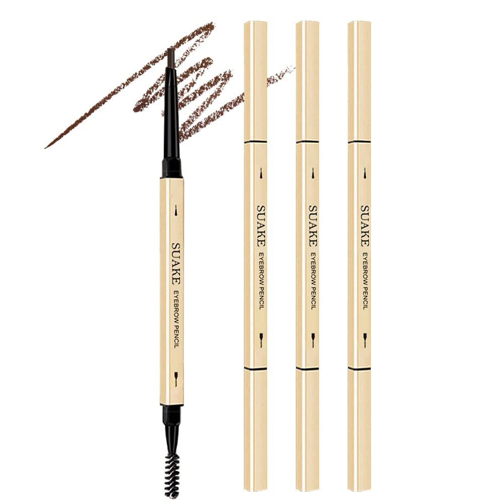 AMY&#39;S DIARY 3pcs Eyebrow Pencil Retractable Definer, Dark Brown, Dual-Sided Brow Brush, Fine Tip, Shapes, Defines, Fills Brow Makeup Flapiz Para Cejasills (3#)