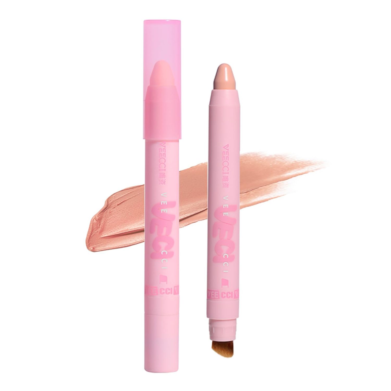 VEECCI Blush Stick - Precise Makeup Stick with Brush, Moisturizing, Long-lasting Buildable Color for Easy Sculpting, Highly Pigmented Matte Finish, Ideal for Foundation &amp; Concealer