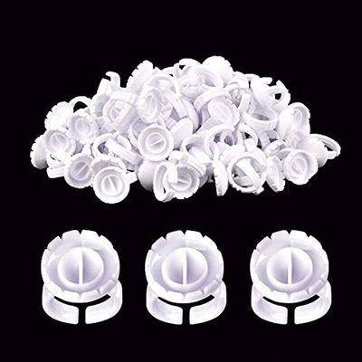 MEKK Glue Rings 100PCS Glue Rings for Eyelash Extension Lash Extension Supplies Disposable Lash Extension Supplies Fanning Blossom Cups for Eyelash Extension(White)
