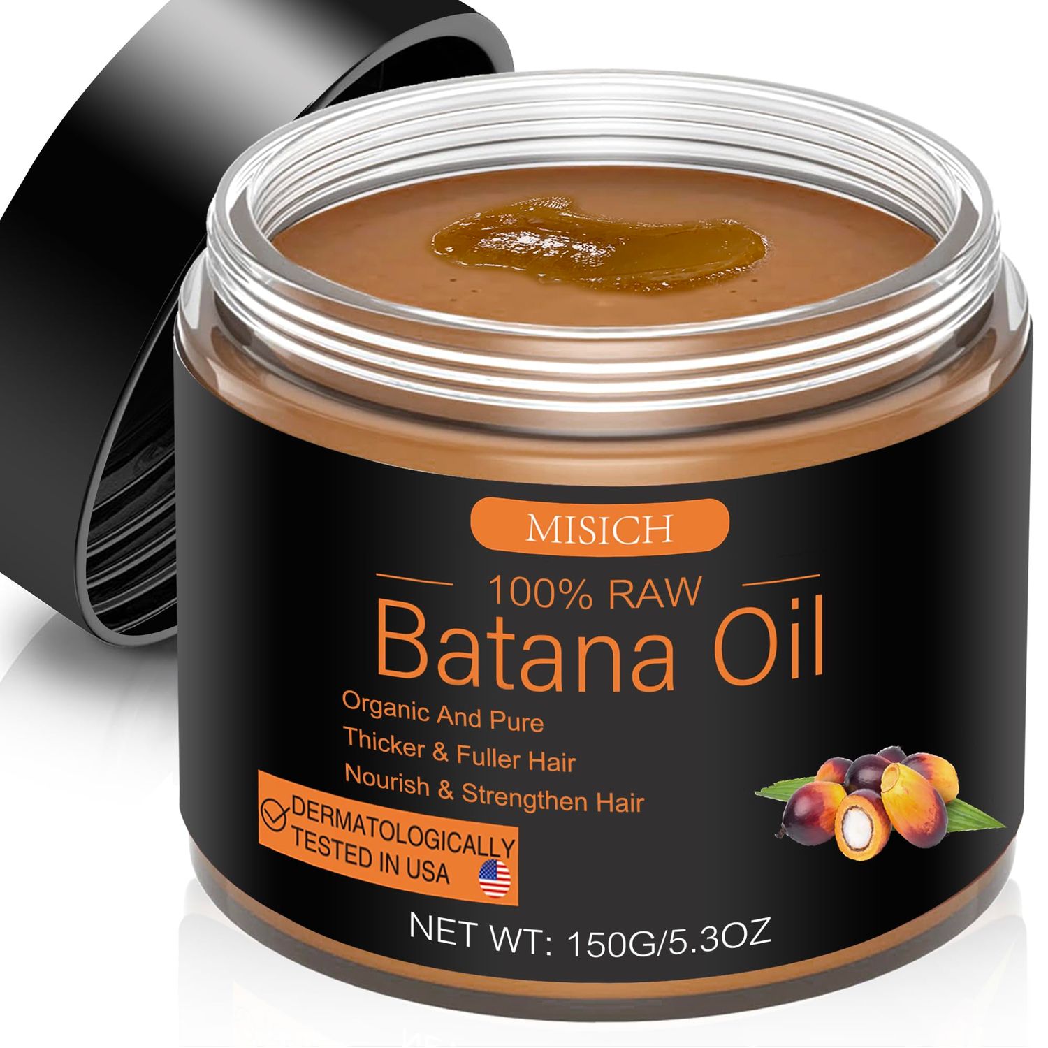 Raw Batana Oil for Hair Growth, 100% Natural Pure Dr. Sebi Batana Oil from Honduras, Unrefined Organic Batana Oil Hair Growth Oil for Prevent Hair Loss, Enhances Hair Thickness for Men &amp; Women 5.3 oz