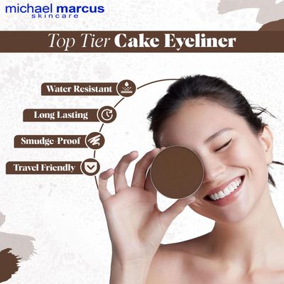 michael marcus Makeup Cake Eye Liner (Espresso) - Water Activated Dry Pressed, Long-Lasting, Vibrant Color &amp; Smudge Resistant Brown Eyeliner - Cruelty &amp; Paraben Free - For Beginner &amp; Pro Makeup Artist