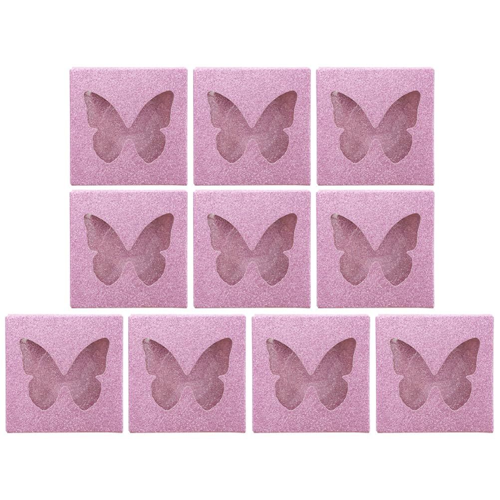 DOITOOL 10 Pcs False Eyelashes Box Empty Lash Packaging Storage Containers,Glitter Eyelash Box Butterfly Prints Lash Case Holder Makeup Organzier