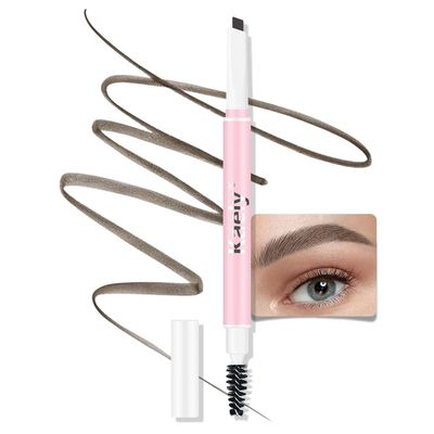 Kaely 2in1 Waterproof Eyebrow Pencil, Longwearing Eye Brow Pencils for Women Makeup, Mechanical Eyebrow Pen with Spoolie Brush, lapiz de cejas a prueba de agua, 03 Black Brown