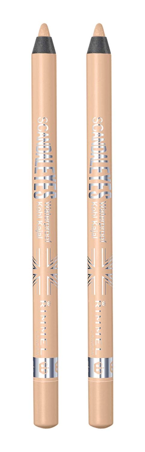 Rimmel London Scandaleyes Waterproof Kohl Kajal Eyeliner Pencil, Intense Color, Long-Wearing, Smudge-Proof, 005, Nude (Pack of 2)