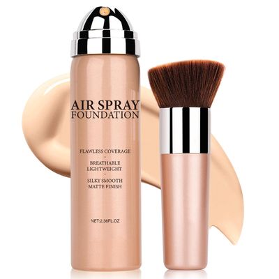 AOAZXBB Airbrush Foundation Makeup Spray Magic Minerals Airbrush Foundation for Mature Skin Full Coverage Smooth Matte Foundation with Brush-03 Nude