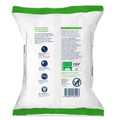 CeraVe Hydrating Facial Cleansing Makeup Remover Wipes| Plant Based Face Biodegradable in Home Compost| Wash Cloth| Suitable for Sensitive Skin| Fragrance-free Non-comedogenic| 25 Count