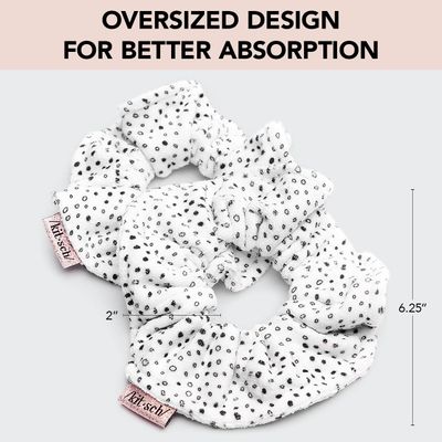 Kitsch Microfiber Hair Towel Scrunchie - Soft Large Scrunchies for Women - Scrunchies for Girls - Scrunchies for Thick Hair - Highly Absorbent Towels - Big Scrunchies for All Hair Types - 2 pcs - Dot