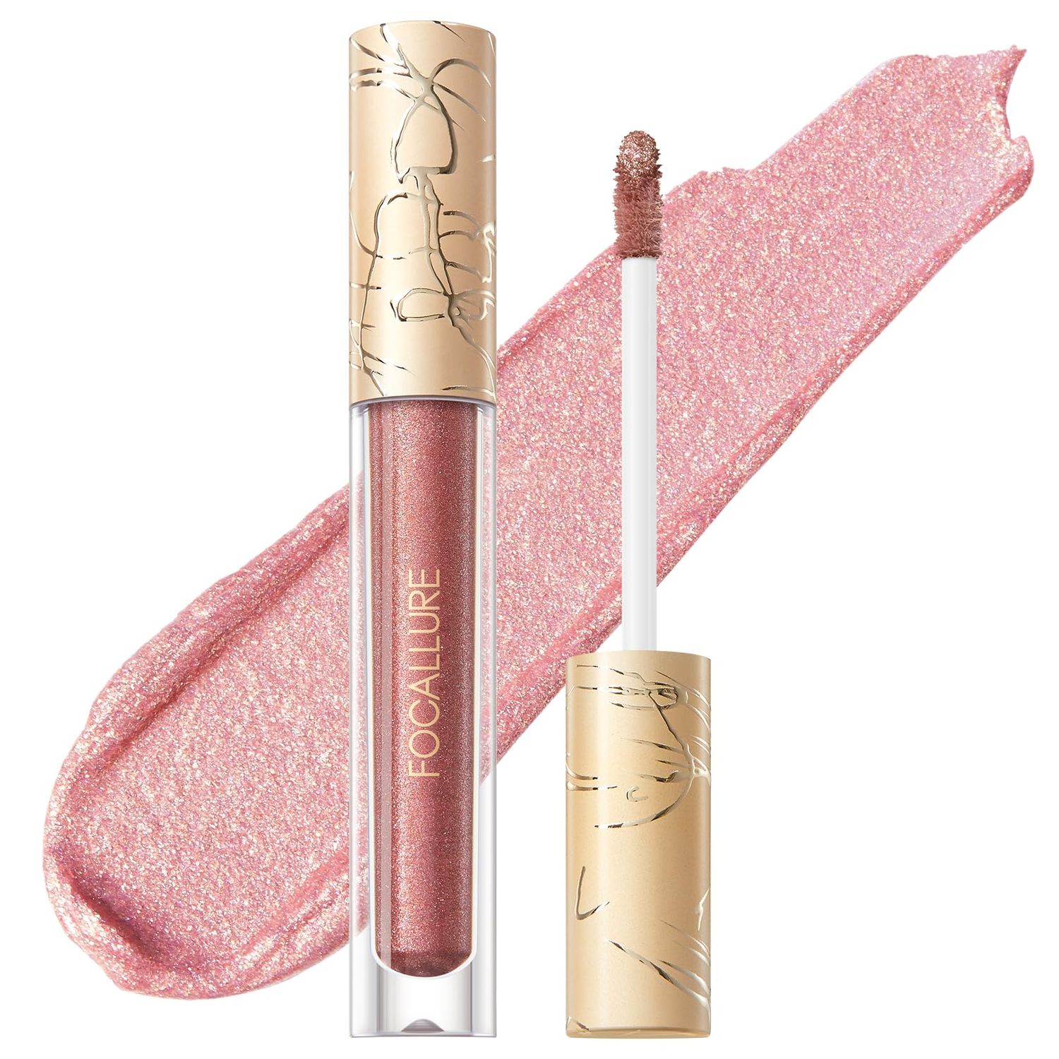 FOCALLURE Metallic Liquid Lipstick,Non Stick Cup Lip Gloss,High Impact Lip Color with Transfer-proof Wear,Long Lasting &amp; Waterproof Lipstick Makeup for Women,Sugar Bomb