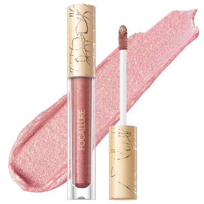 FOCALLURE Metallic Liquid Lipstick,Non Stick Cup Lip Gloss,High Impact Lip Color with Transfer-proof Wear,Long Lasting &amp; Waterproof Lipstick Makeup for Women,Sugar Bomb