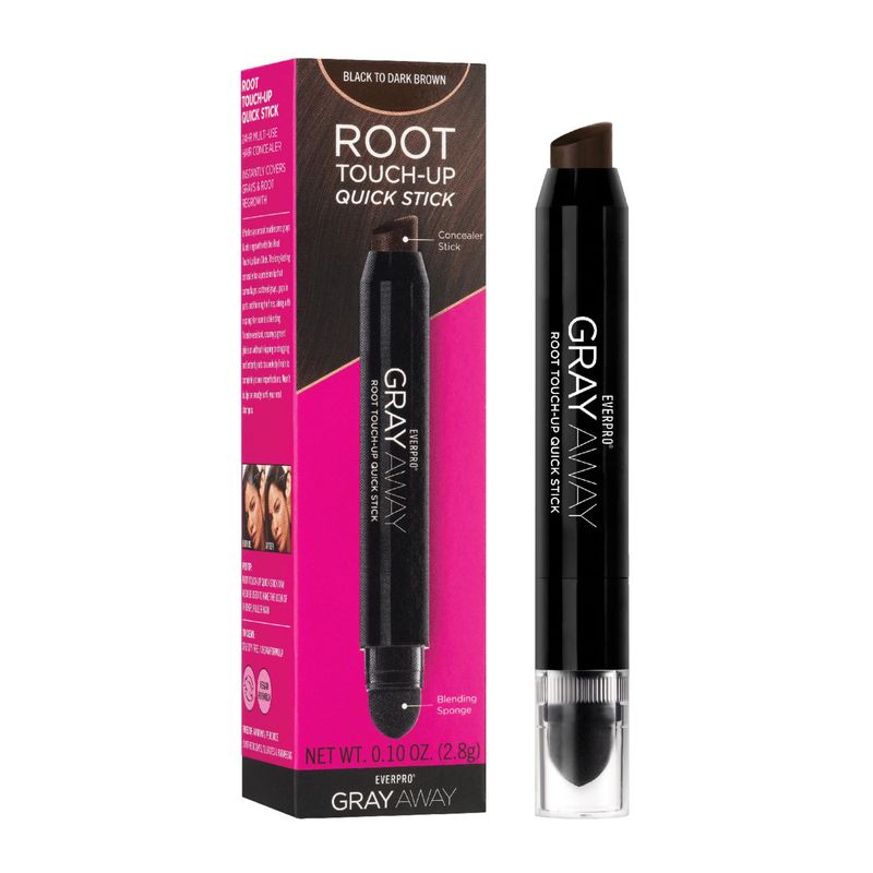 EVERPRO Gray Away Root Touchup Quick Stick, BlackDark Brown, 0.1 Oz