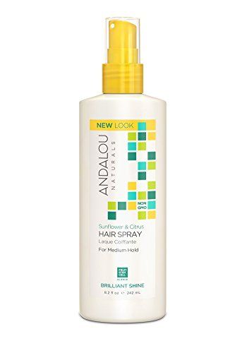 Andalou Naturals Brilliant Shine Hair Spray, Sunflower &amp; Citrus, Styling and Hair Shine Spray with Medium hold, Tames Frizzy Hair &amp; Flyaways, Quick Drying &amp; Non-Sticky, Cruelty Free, 8.2 Fl Oz