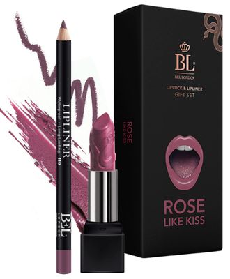 BL Color Matched Lip Liner &amp; Lipstick Set (Rose) - Full-Coverage Argan Long Lasting Lipstick and Lip Liner Set With Natural Oils for Nourishment, Hydration, &amp; Protection - Chemical-Free
