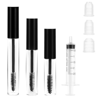 PEOVLVN 3 Pack Empty Mascara Tube with Eyelash Wand, 5ml 8ml 12ml Empty Mascara Tube and Wand Kit with Pipette and Leak Stoppers for DIY Mascara or Eyelash Growth Oil (Black)