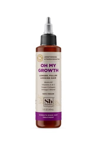 Soapbox Oh My Growth, Lengthening Vitamin Booster Treatment for All Hair Types with Biotin, Vegan Collagen &amp; Vitamins A &amp; C, Paraben &amp; Cruelty Free, For Thicker, Fuller Hair for Men &amp; Women (5 oz)