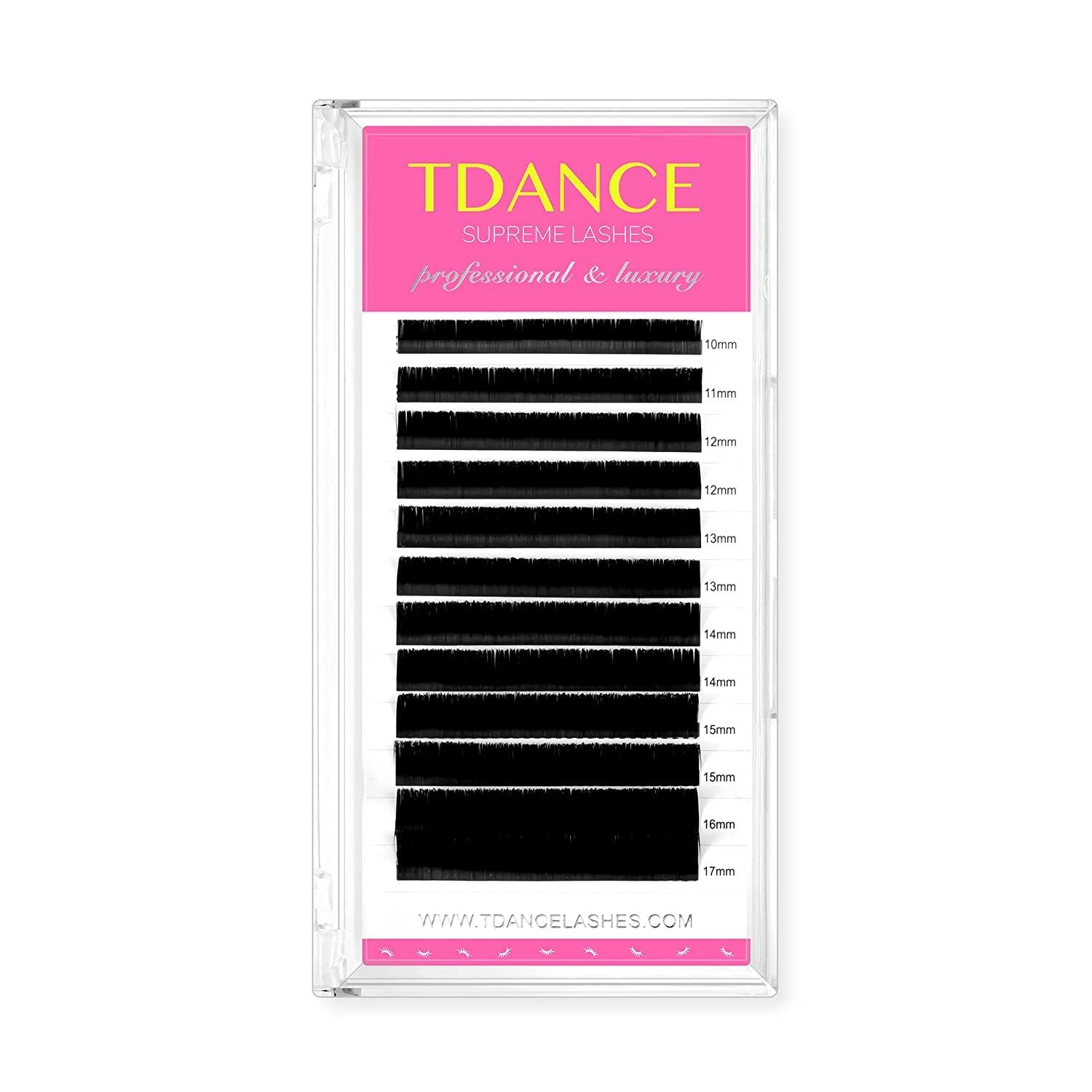 TDANCE Classic Lash Extensions Premium C CC D DD J B L Curl 0.03-0.18mm Thickness Semi Permanent Volume Eyelash Extensions Professional Salon Use Mixed 10-17mm Length In One Tray (D-0.05,10-17mm)