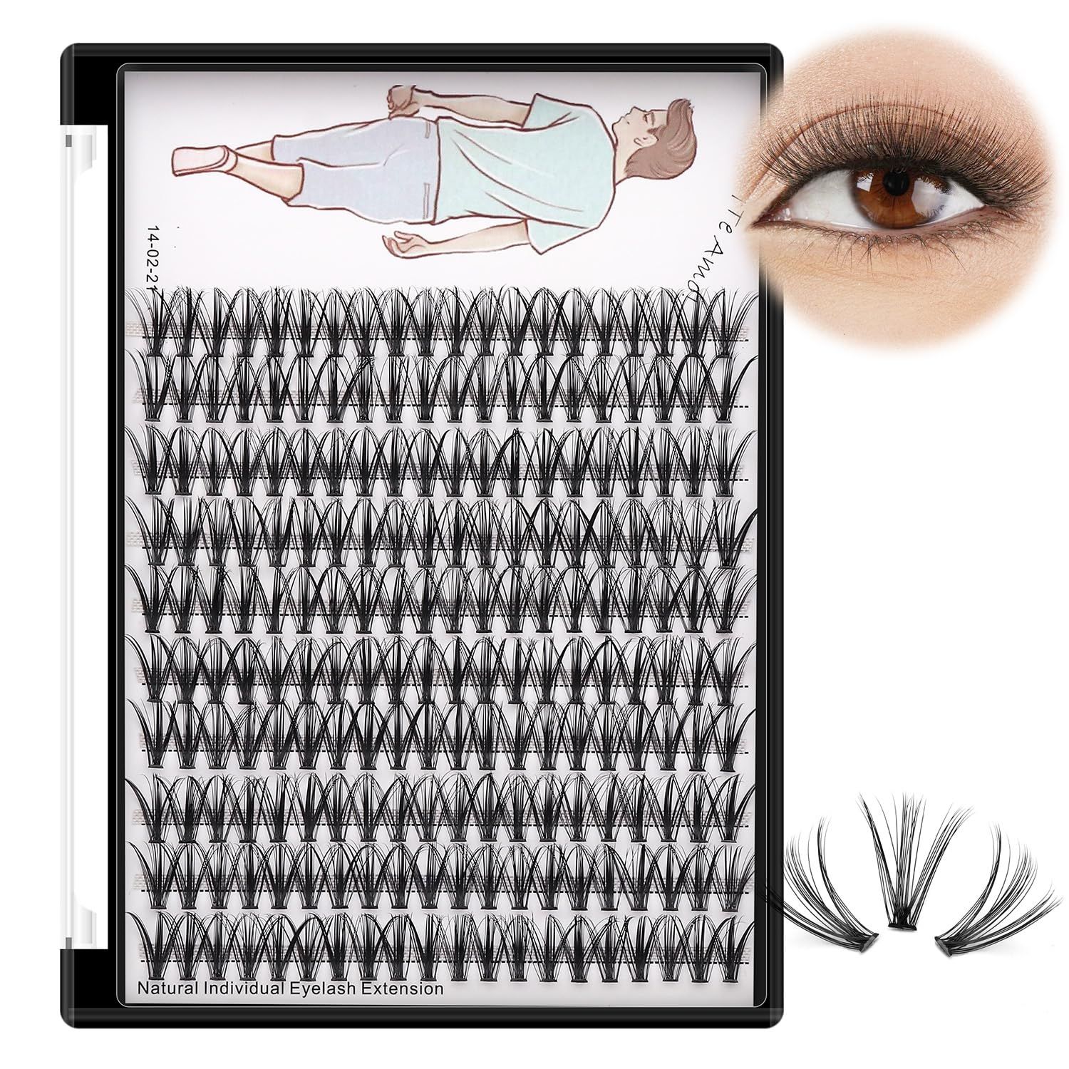 Dedila 8-20mm Available 200Pcs Handmade Natural long 20Roots Black Soft Individual False Eyelashes Cross Makeup Cluster Eyelashes Thickness 0.07mm D Curl Eye Lashes Extensions (15mm)