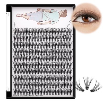 Dedila 8-20mm Available 200Pcs Handmade Natural long 20Roots Black Soft Individual False Eyelashes Cross Makeup Cluster Eyelashes Thickness 0.07mm D Curl Eye Lashes Extensions (15mm)