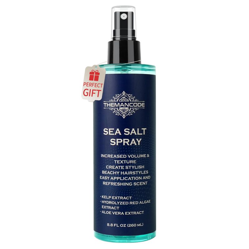 THEMANCODE Sea Salt Spray for Men, Beachy Hair Texturizing Spray with Kelp, Red Algae and Aloe Vera, Hairspray Valentines Day Gifts for Him, 8.8 oz