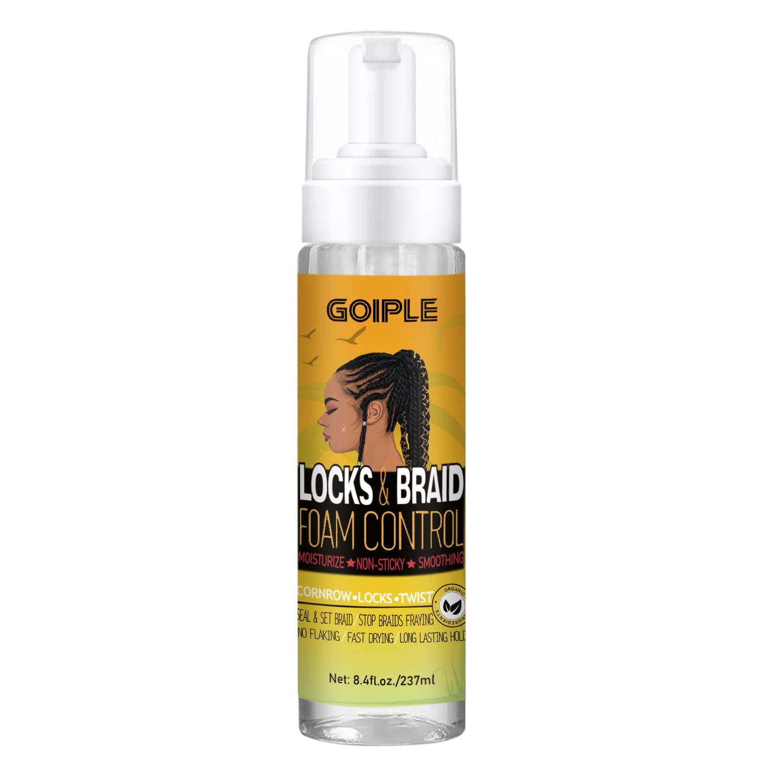 Braid Foam for Braids, Twists, Locs - No Flake Extra Hold &amp; High Shine - Lightweight Mousse Moisturizes &amp; Styles Hair - 8fl oz