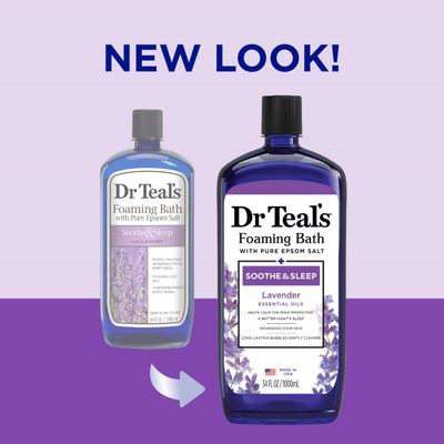 Dr Teal's Foaming Bath with Pure Epsom Salt, Soothe &amp; Sleep with Lavender, 34 fl oz (Pack of 4) (Packaging May Vary)