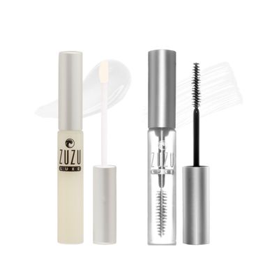 Zuzu Luxe Sheer Lip Gloss GIFTSET, Natural Lip Gloss, Paraben Free, Vegan, Gluten-free, Cruelty-free, Non GMO, 0.17 oz (Clear GlossClear Mascara)