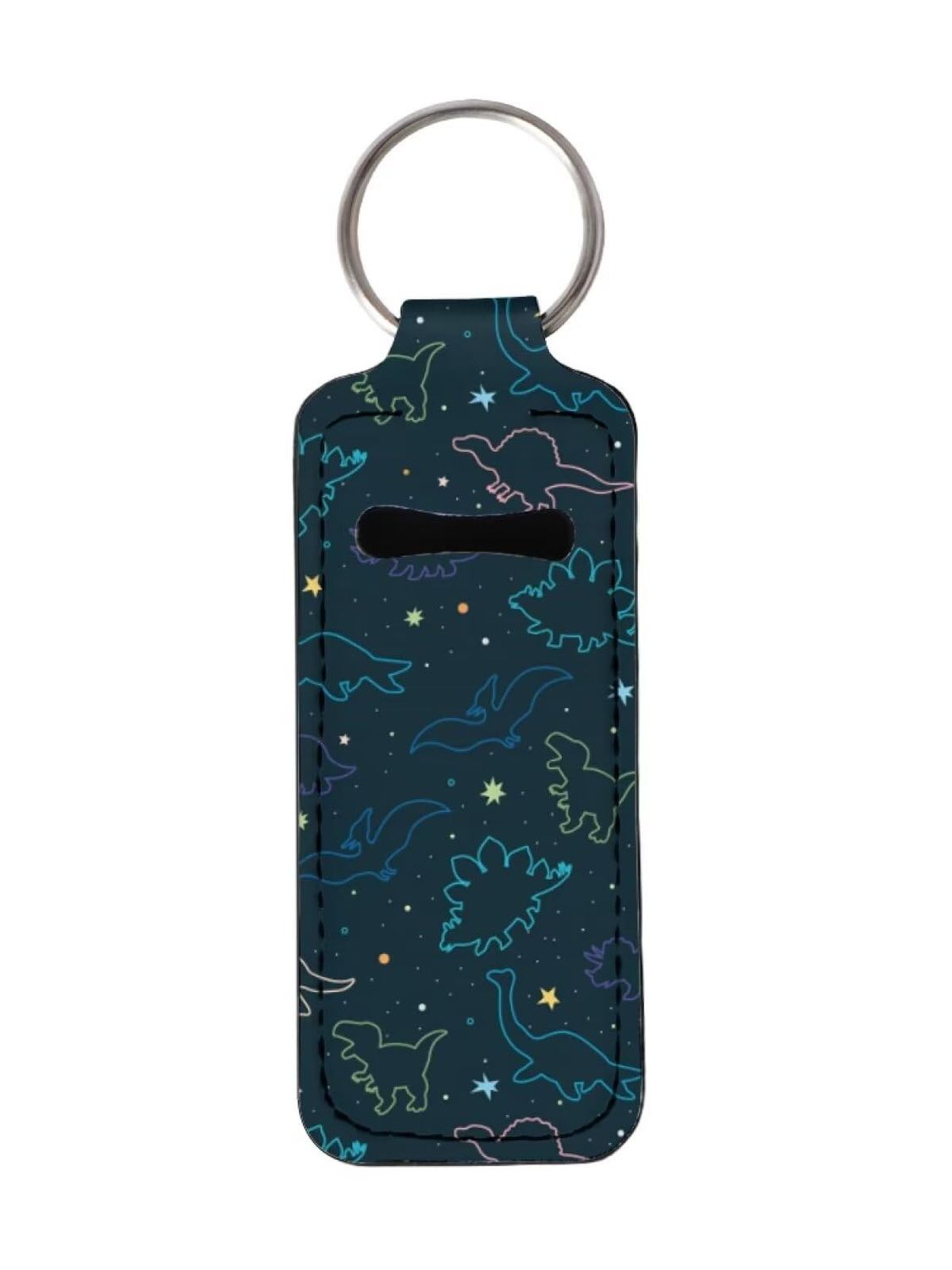 Gearider Dark Blue Dinasour Cute Lip Gloss Tube Holder Keychain, Neoprene Chapstick Sleeve