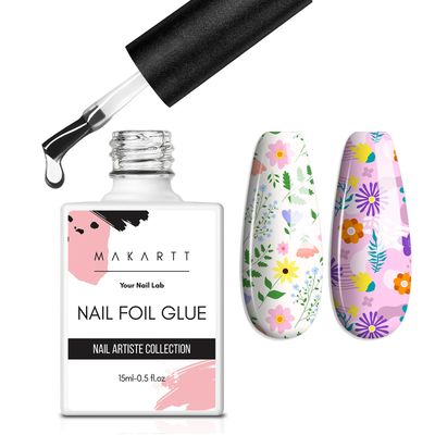 Makartt Nail Foil Glue Gel for Nail, Foil Gel Transfer for Nails Art Stickers Strong Adhesion Foil Transfer Gel Soak Off Salon DIY UV LED Lamp Required 15ML