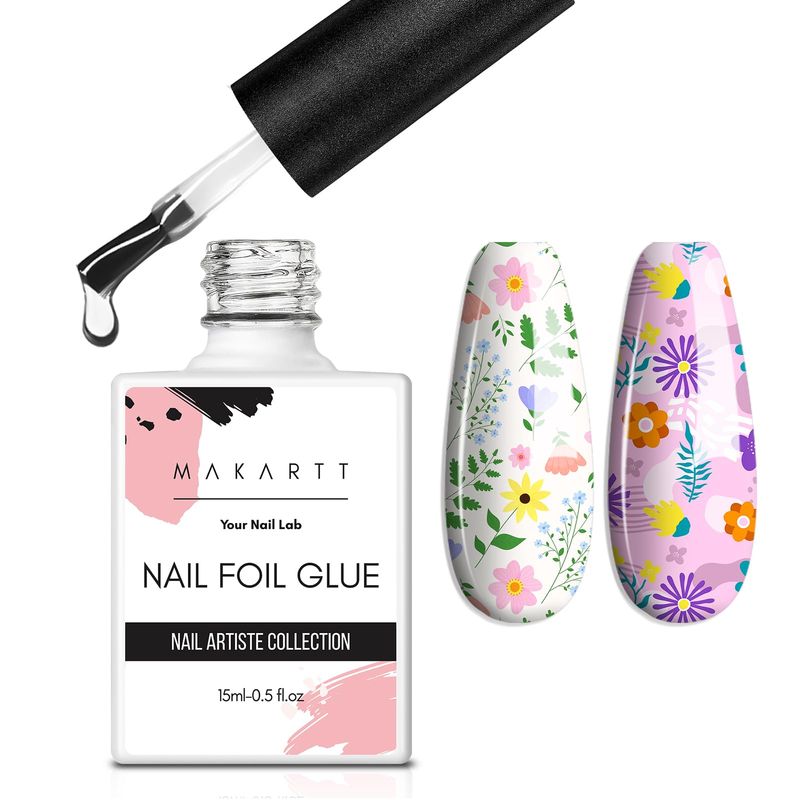 Makartt Nail Foil Glue Gel for Nail, Foil Gel Transfer for Nails Art Stickers Strong Adhesion Foil Transfer Gel Soak Off Salon DIY UV LED Lamp Required 15ML