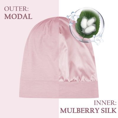 OLESILK 100% Mulberry Silk Bonnet for Sleeping Women, Silk Hair Wrap for Sleeping, Silk Sleep Bonnet for Women&amp;Men, Real Silk, Not Satin Pink