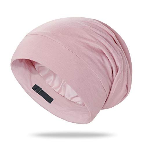 OLESILK 100% Mulberry Silk Bonnet for Sleeping Women, Silk Hair Wrap for Sleeping, Silk Sleep Bonnet for Women&amp;Men, Real Silk, Not Satin Pink