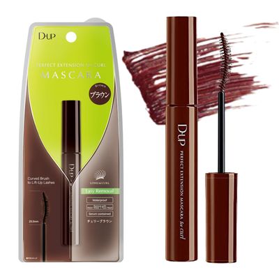 D-UP Lash Mascara, Volume Curve Mascara Brush with Fluffy False Curly Lash Effect, Waterproof &amp; Smudge Free Eye Makeup, Japanese Washable Eyelash Mascara Lash Extension, Perfect Cherry Brown