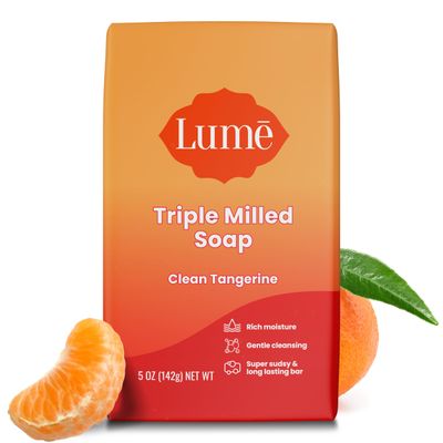 Lume Triple Milled Soap - Rich Moisture &amp; Gentle Cleansing - Paraben Free, Phthalate Free, Skin Safe - 5 ounce (Clean Tangerine)