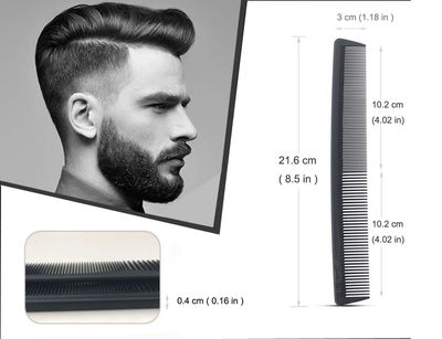 Professional Teasing Comb, Fine and Wide Tooth Hair Barber Comb, Black Carbon Fiber Cutting  Styling  Hairdressing Comb For All Hair Types