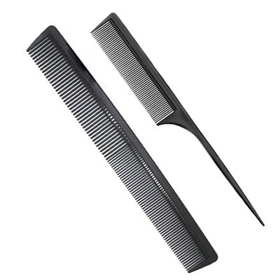 Professional Teasing Comb, Fine and Wide Tooth Hair Barber Comb, Black Carbon Fiber Cutting  Styling  Hairdressing Comb For All Hair Types