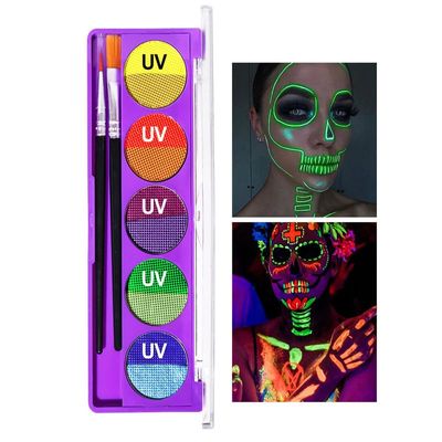 Easilydays UV Neon Glow Liquid Eyeliner Set, Highly Pigmented Bright Vibrant Fluorescent Rainbow Colorful Eye Liner Face and Body Paint Makeup for Blacklight Rave Party, Waterproof Smudge Proof (01)