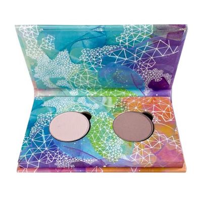 Honeybee Gardens Mini Skinny Duo Eye Shadow Compact in Canterbury and Porcelain, Longlasting, Refillable &amp; Customizable, Vegan, 26mm Pans