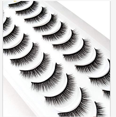 HBZGTLAD 10 Pairs Fluffy False Eyelashes Natural Faux Mink Strip 3D Lashes Pack Make Up Beauty Tools (3D129)