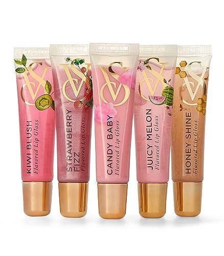 Victoria&#39;s Secret Lip Gloss Gift Set, Flavor Favorites, Flavored Lip Gloss Set for Women, Includes 5 Lip Glosses