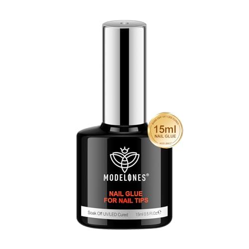 Modelones 9 in One Nail Glue Base Coat Nail Polish Set Brush On Gel Nail Glue 15ml for Rhinestone, False Nails, Base Gel, Blooming Nail Art Gel Nail Kit for Acrylic Nails U V Lamp Needed