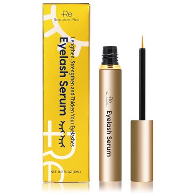 Recuren Plus Premium Eyelash Growth Serum Advanced Vegan Formula for Longer Thicker Lashes - Natural Safe Ingredients in 5ML (Champagne Gold)