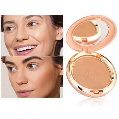 Oulac Shimmer Bronzer Powder Face Makeup with Mirror - Natural SunKissed Bronzer Look,Highly Pigmented Cream Bronzer, Long Lasting Glow, Easy to Blend, Vegan &amp; Cruelty-Free B01
