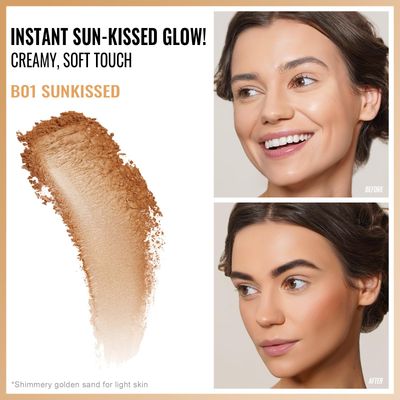 Oulac Shimmer Bronzer Powder Face Makeup with Mirror - Natural SunKissed Bronzer Look,Highly Pigmented Cream Bronzer, Long Lasting Glow, Easy to Blend, Vegan & Cruelty-Free B01