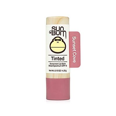 Sun Bum Tinted Lip Balm Sunset Cove | SPF 15 | UVA  UVB Broad Spectrum Protection | Sensitive Skin Safe | Hypoallergenic, Paraben Free | Ozybenzone Free | 0.15 Oz