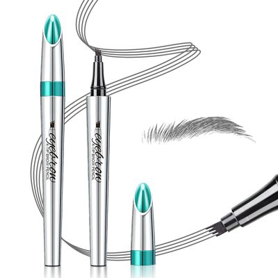 Eyebrow Pencil Eyebrow Microblading Pen - Eyebrow Pen Micro 4 Point Brow Pen Lift &amp; Snatch Eye Makeup for Brow Flick, Long-Lasting Waterproof Natural 3D Eyebrow Hair (Dark Gray)