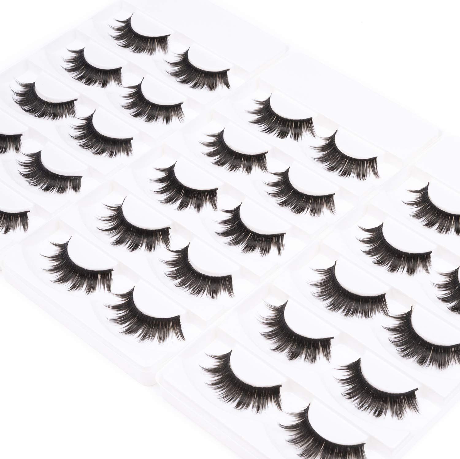 Wleec Beauty False Eyelashes, Dramatic Strip Lashes Pack Handmade Thick Fake Eyelashes Black (F36, 15 Pairs3 Pack)