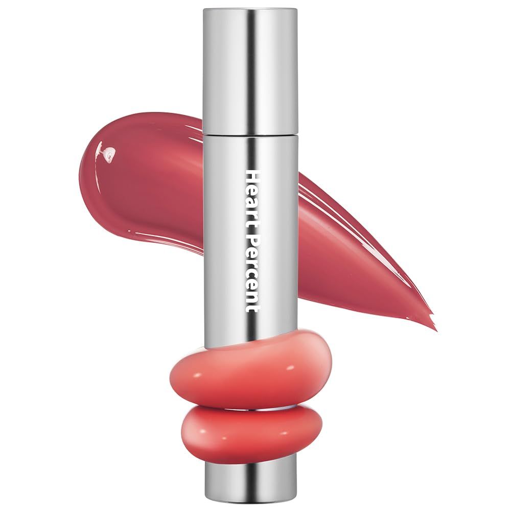 Heart Percent Dote On Mood One Way Glowy Tint, Glass-like High Shine Glossy Finish wLong-Lasting Luminous Color Lip Stain for Glowy Look, #05. Rosy Bomb
