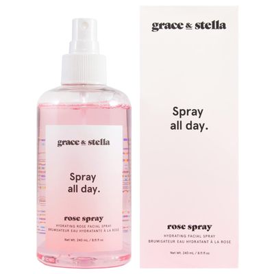 grace &amp; stella Award Winning Rose Water Facial Spray (240ml) - Vegan - Rose Water Spray for Face - Rosewater Spray Toner Rose Hydrosol - Rose Spray Facial Mist - Rosewater Spray Toner Rose Hydrosol
